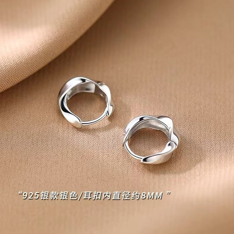 A廠 銅鍍厚銀｜莫比烏斯銀針耳環批發 折扣@洽客服 26.07.W4「2743」