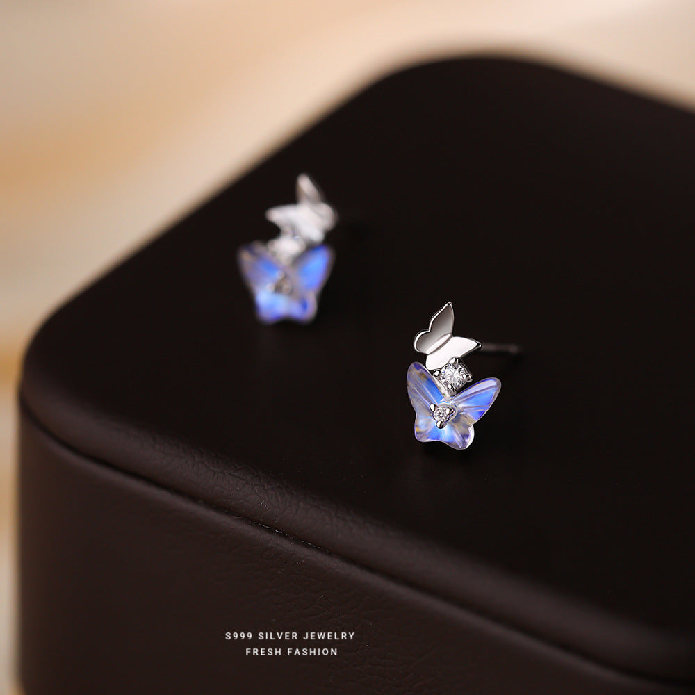 C廠 韓國韓版幻彩琉璃蝴蝶S999純銀耳環 批發 折扣@洽客服 25.12.W3「F6842」