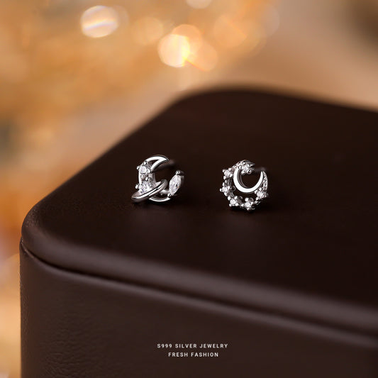 C廠 韓國韓版星月S999純銀耳環 批發 折扣@洽客服 24.11.W2「E5755-999」