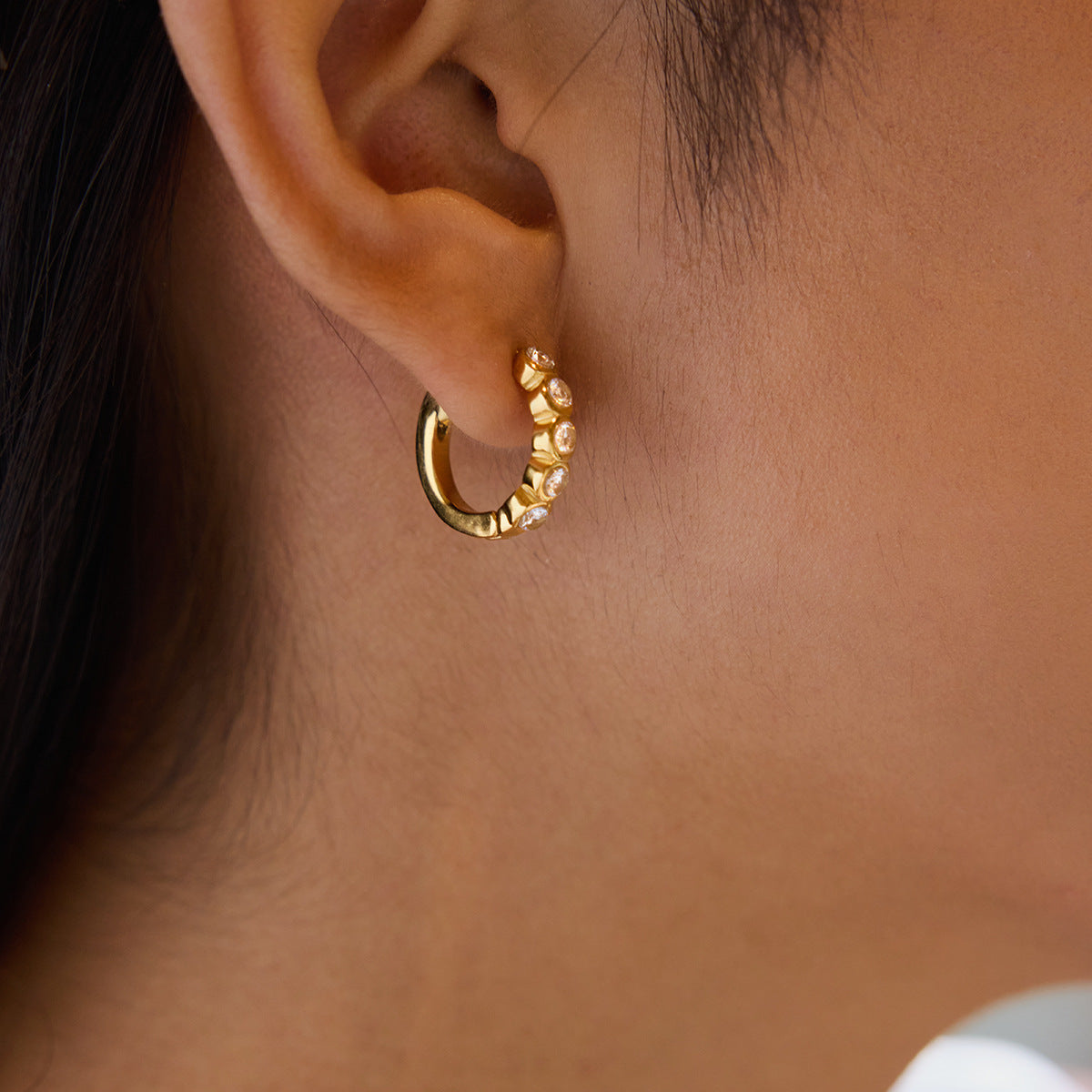 B廠 歐美款 鋯石鈦鋼 鈦鋼鍍18K金耳環 批發 折扣@洽客服 25.10.W5「JDE0306075 JDE0306077」