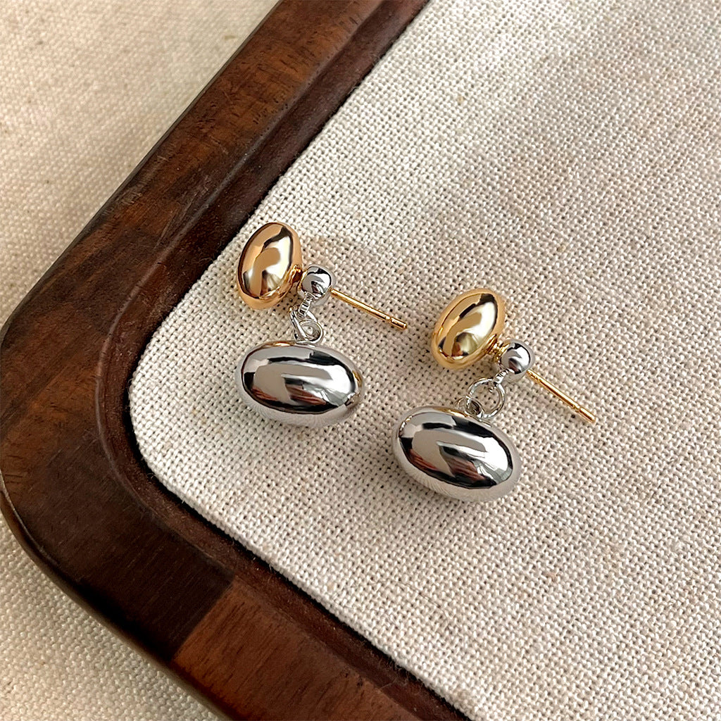 A廠 日韓款 橢圓豆豆銀針耳環 批發 折扣@洽客服 25.10.W5「2696」