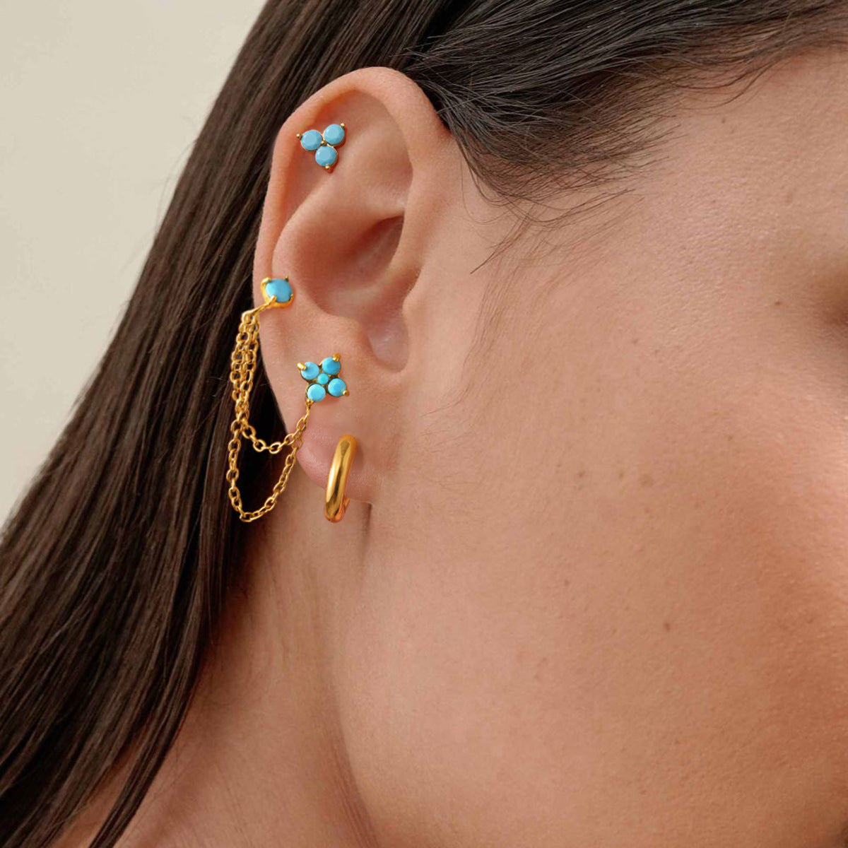 B廠 歐美款 MIA 藍松石鈦鋼鍍18K金耳環-3對1組 批發 折扣@洽客服 25.12.W1「JDE0307065,JDE0307066,JDE0307067」