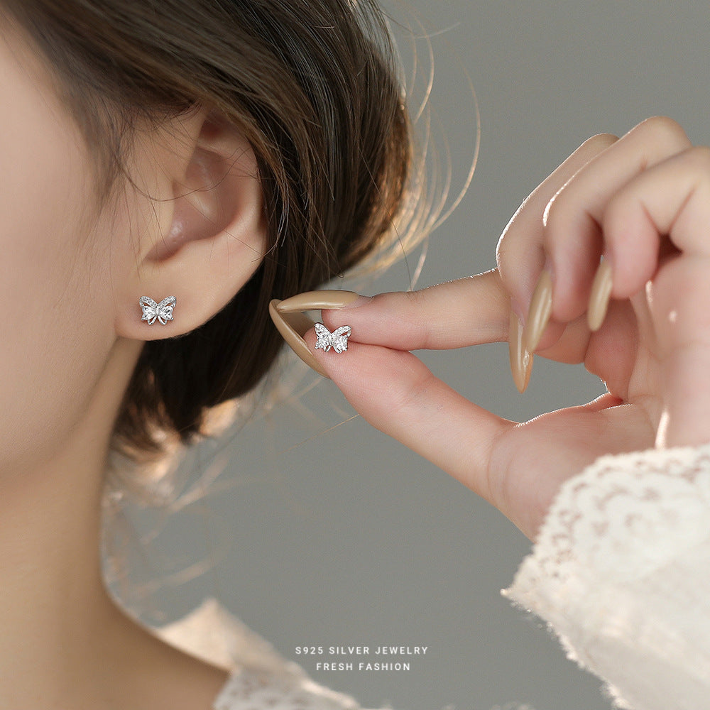 C廠 韓國韓版愛心蝴蝶S925純銀耳環 批發 折扣@洽客服 25.12.W4「E5929」
