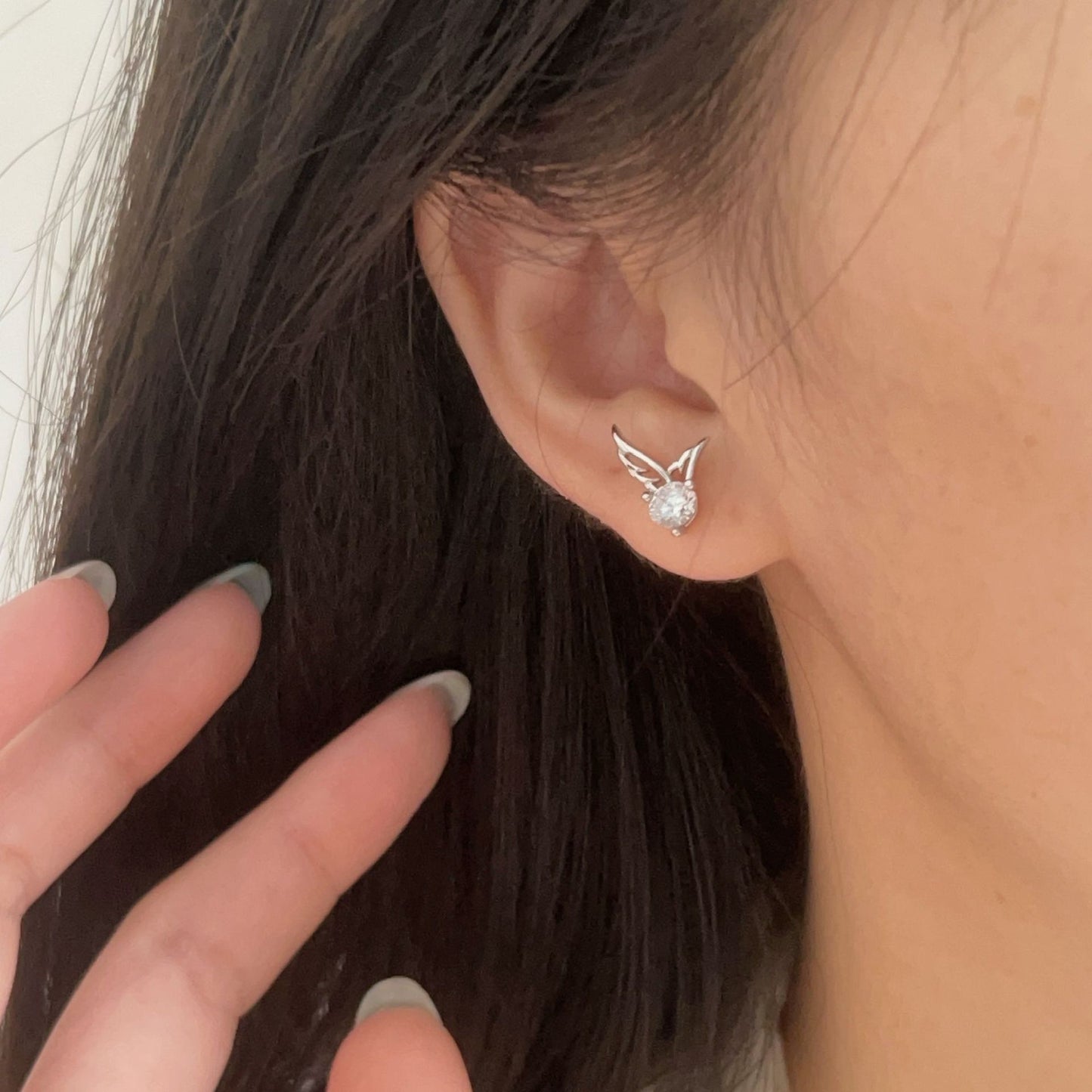 C3廠 韓國韓版鑲嵌天使之翼S999足銀耳環 批發 折扣@洽客服 25.10.W5「SES104」