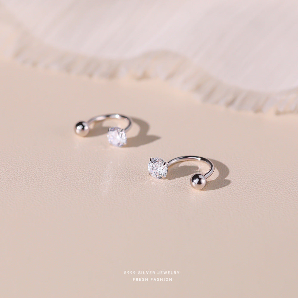 C廠 韓國韓版超閃四爪鋯石s999純銀耳環批發 折扣@洽客服 26.03.W3「E4550」