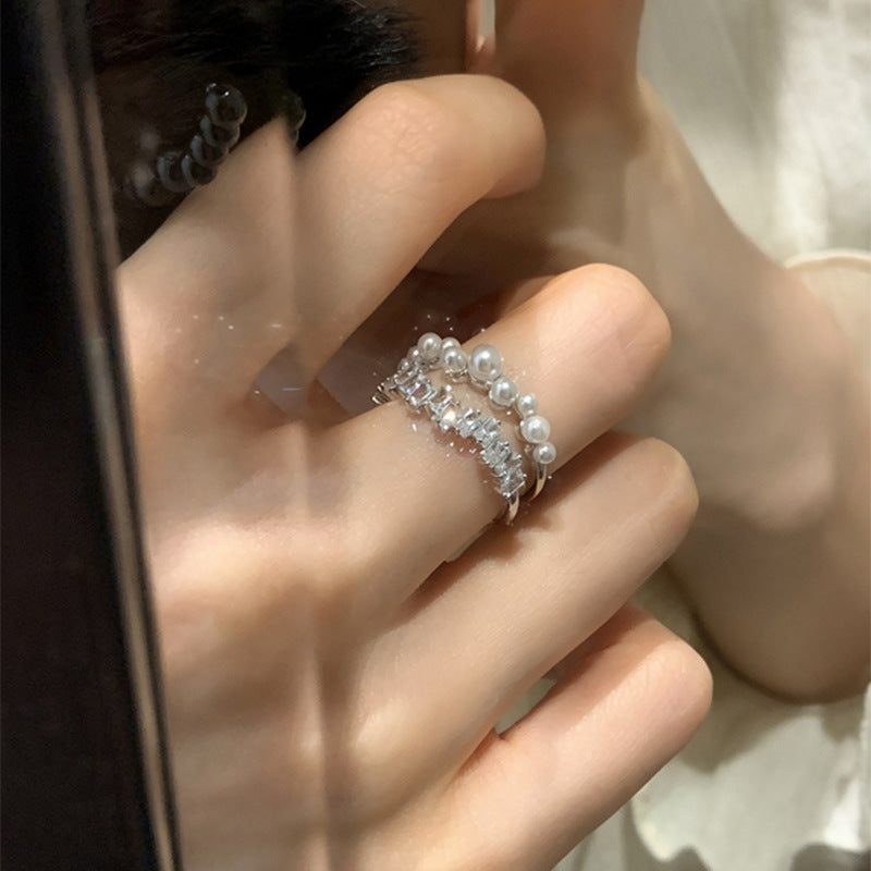 A2廠 韓國韓版雙層鋯石珍珠開口電鍍14k真金戒指批發 折扣@洽客服 26.03.W3「HR3045-」