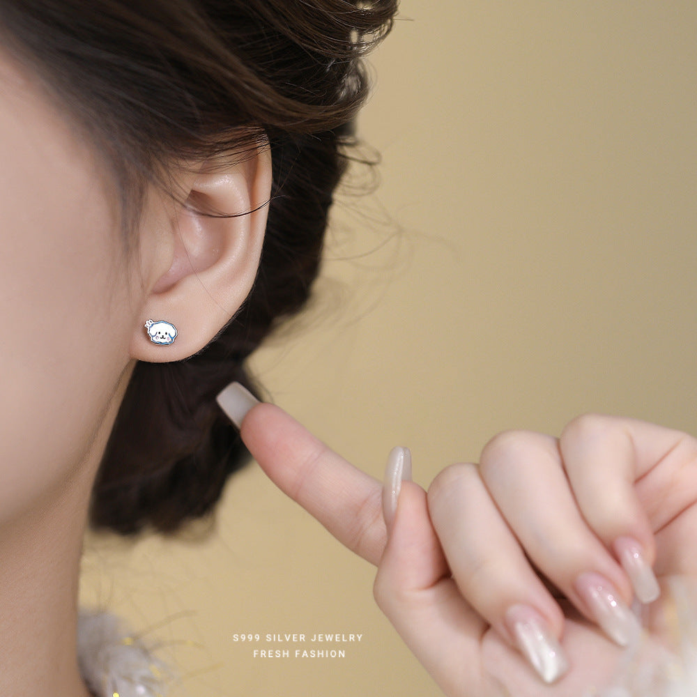 C廠 S999足銀｜韓國韓版天使貓咪小狗耳環 批發 折扣@洽客服 26.02.W3「YE0254」