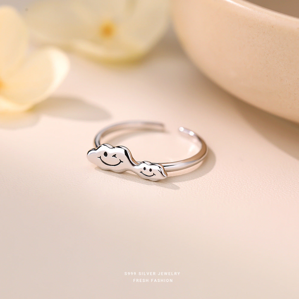 C廠 韓國韓版笑臉雲朵表情S999純銀戒指 批發 折扣@洽客服 25.11.W3「K2414」