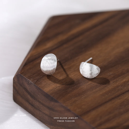 C廠 韓國韓版弧形磨砂拉絲S999足銀耳環批發 折扣@洽客服 26.03.W2「E3186」