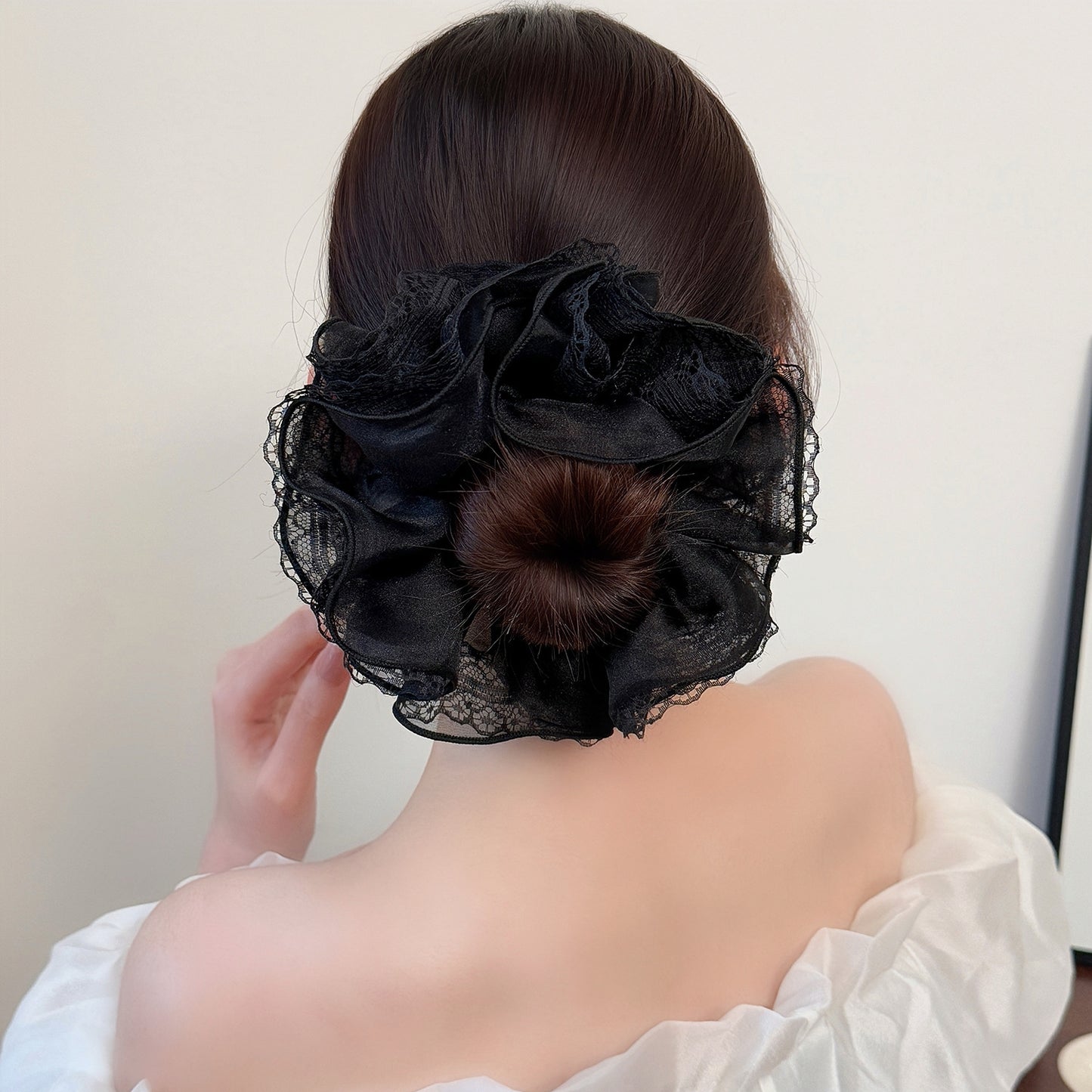 D廠 手作蕾絲四層大腸髮圈批發 折扣@洽客服 26.06.W3「FQ-1070」
