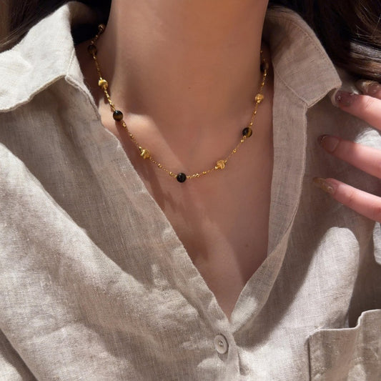 A2廠 韓國韓版復古虎眼石電鍍18k真金項鍊 批發 折扣@洽客服 25.10.W5「WN1732」