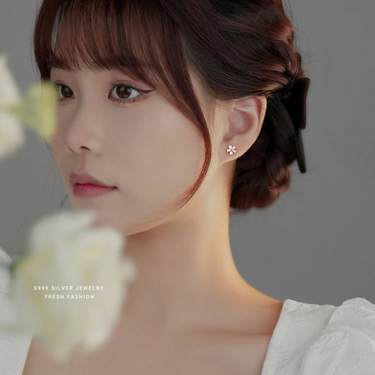 C廠 韓國韓版鑲鑽櫻花S999足銀耳環批發 折扣@洽客服 26.03.W4「CE175」