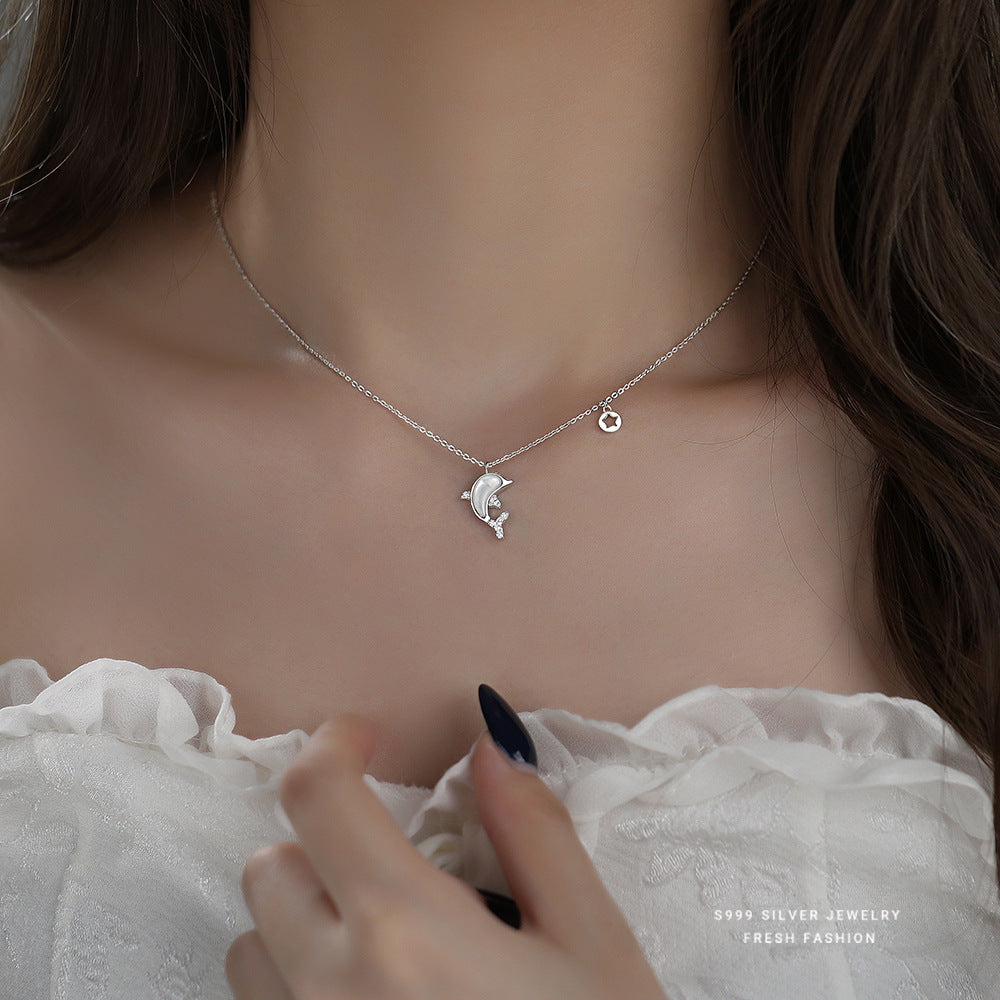 C廠 韓國韓版白貝海豚S999純銀項鍊 批發 折扣@洽客服 24.11.W2「A2666」