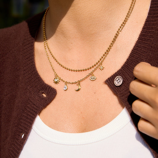 B廠 歐美款 月亮惡魔之眼鋯石鈦鋼鍍18K金項鍊 批發 折扣@洽客服 26.02.W3「JDN0211220」