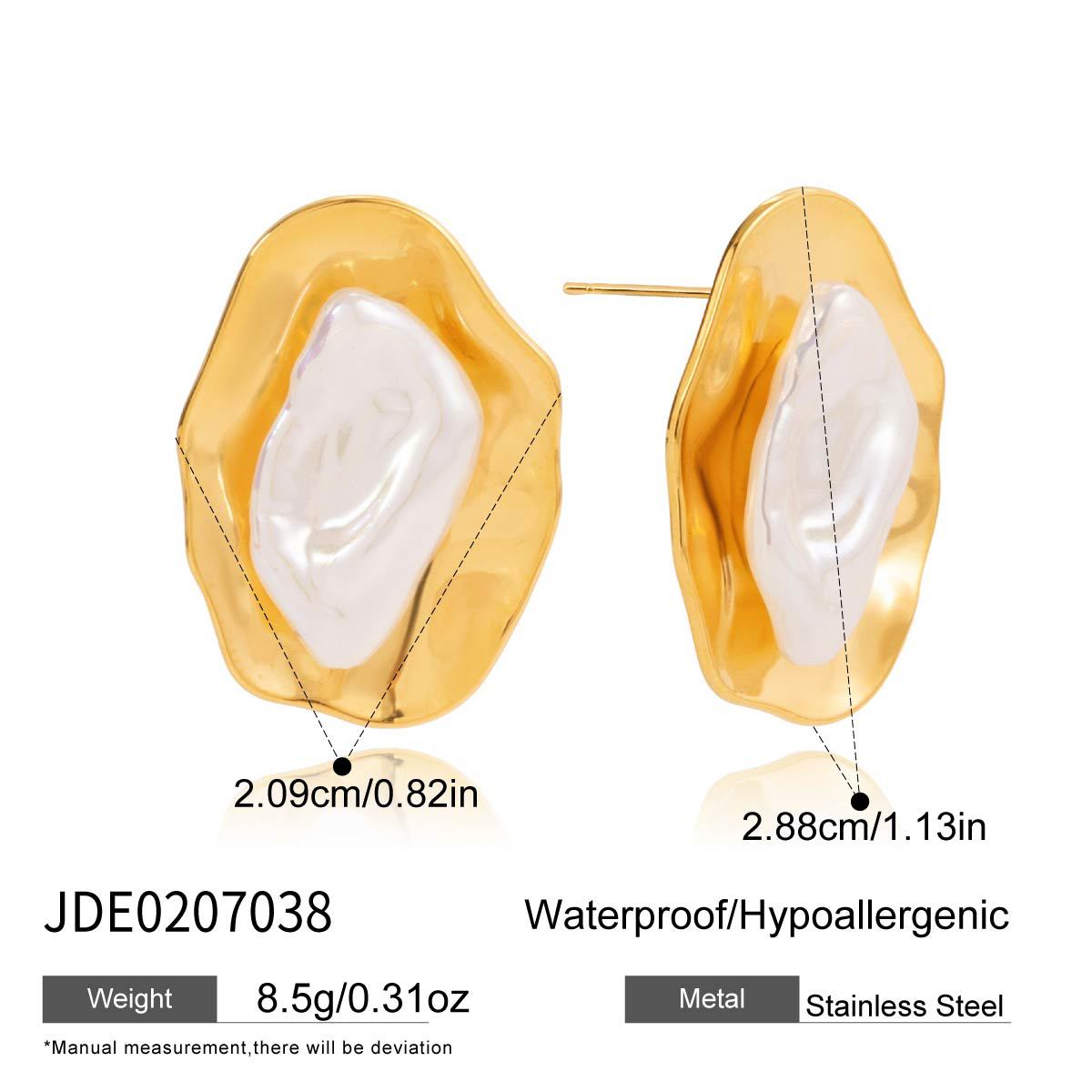B廠 歐美款 ANNA. 珍珠 鈦鋼鍍18K金耳環 批發 折扣@洽客服 25.10.W5「JDE0207038」