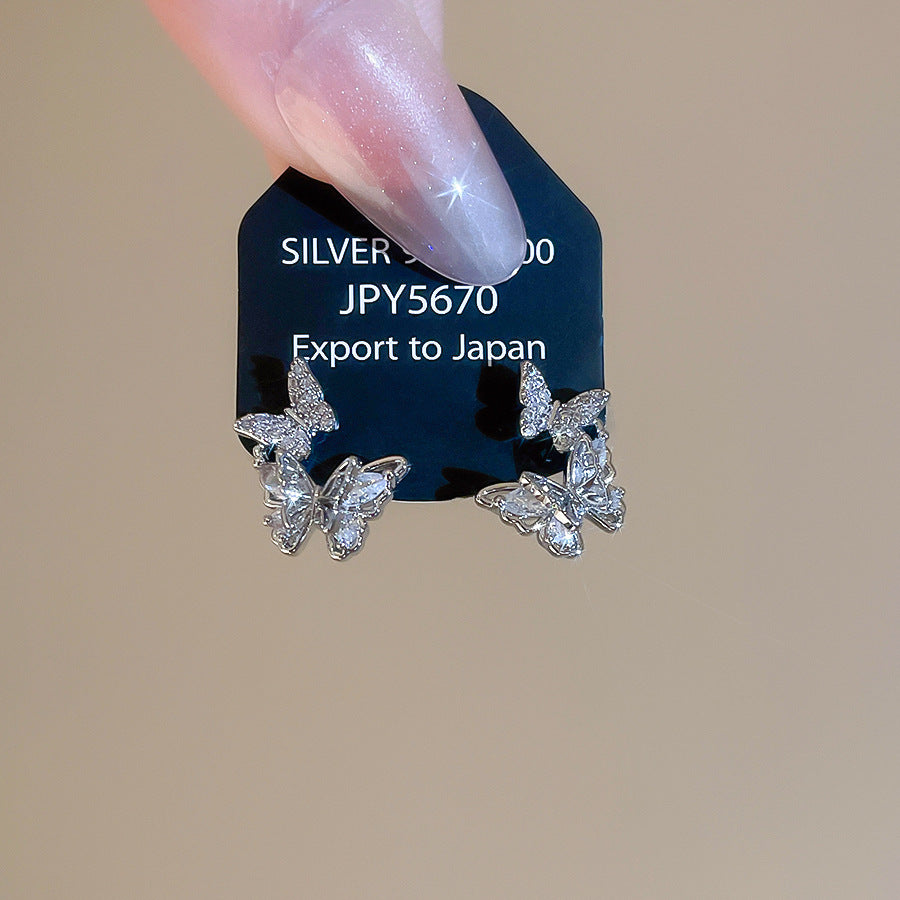 A2廠 韓國韓版鋯石蝴蝶銀針耳環批發 折扣@洽客服 26.03.W3「HE30893」
