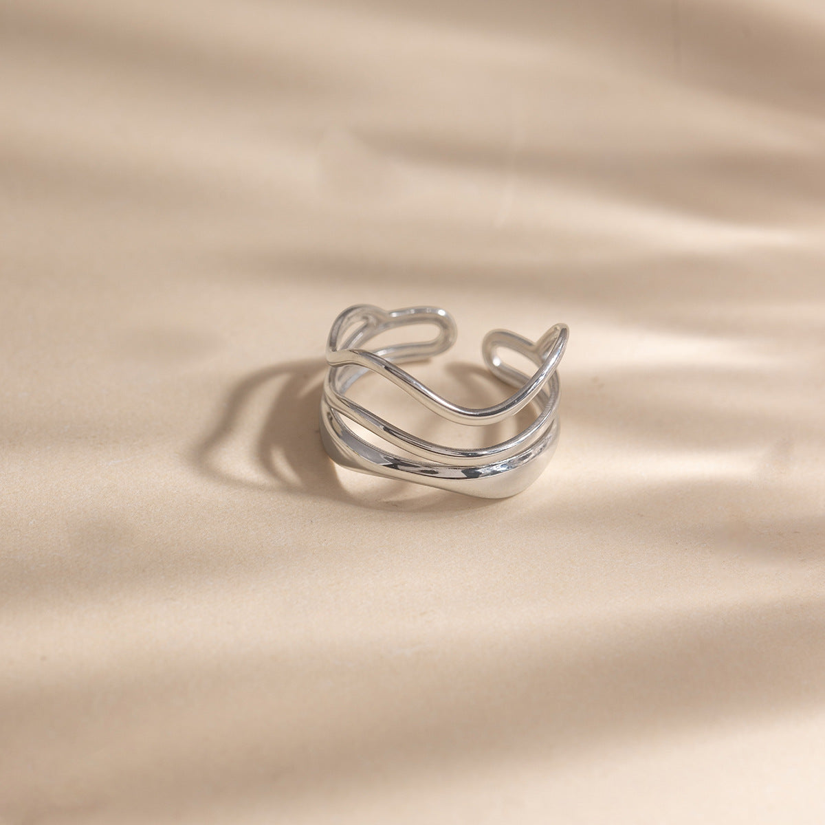 B廠 歐美款多層水波紋鋼色鈦鋼鍍18K金戒指批發 折扣@洽客服 26.03.W2「JDRW2305076-SL」