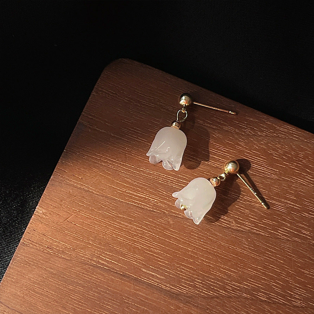 A廠 日韓琉璃花朵鬱金香銀針耳環批發 折扣@洽客服 26.03.W3「C-972」