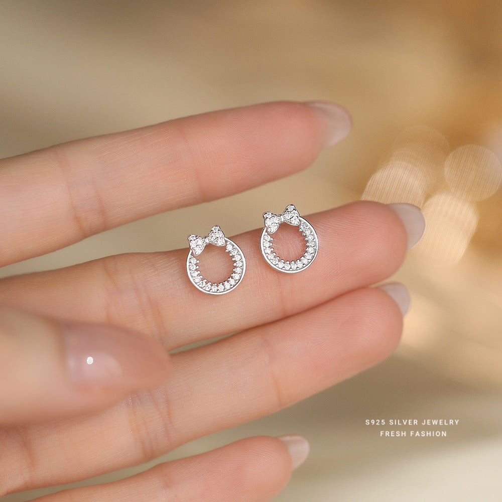 C廠 韓國韓版滿天星蝴蝶結圈S925純銀耳環 批發 折扣@洽客服 25.12.W1「E5824」