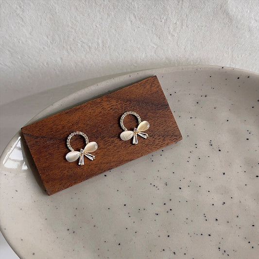 A廠 日韓款小巧貓眼石蝴蝶結銀針耳環 批發 折扣@洽客服 25.11.W4「852」