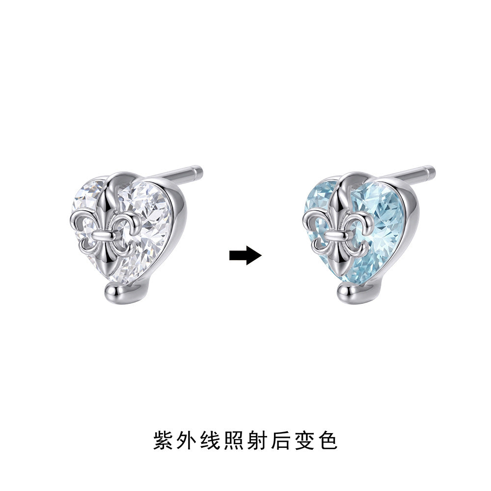 C廠 韓系感光變色愛心鋯石S925銀耳環批發 折扣@洽客服 26.10.W3「E6600 E6601」