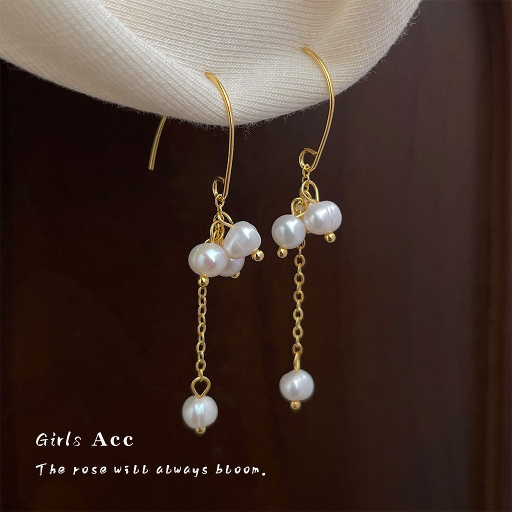 A廠 銅｜日韓款輕奢風流蘇淡水珍珠銀針耳環 批發 折扣@洽客服 26.02.W3「6499」