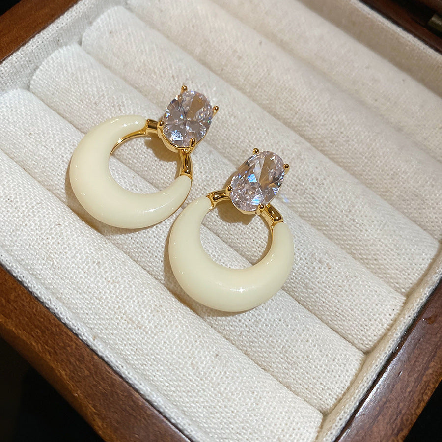 A2廠 韓國韓版鋯石樹脂圓形電鍍18k真金銀針耳環 批發 折扣@洽客服 25.11.W3「WE4245」