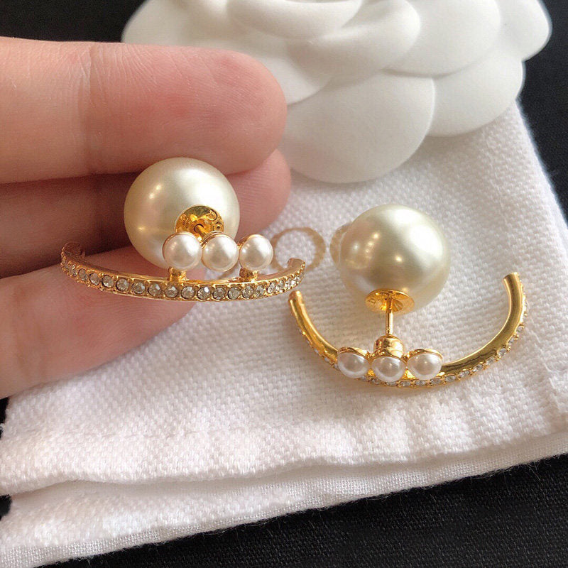 A2廠 韓國韓版鑲鑽弧形珍珠銀針耳環 批發 折扣@洽客服 26.03.W1「HE9936-1」