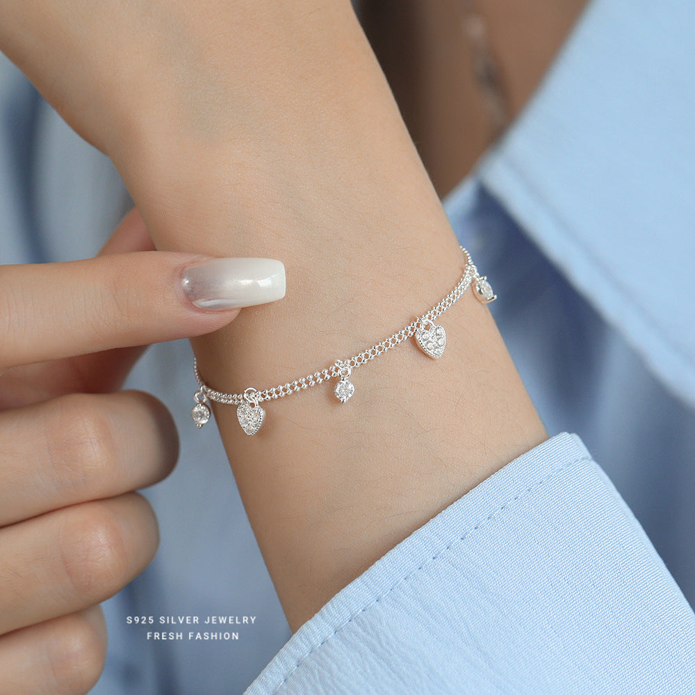 C廠 韓國韓版蕾絲水滴愛心S925純銀手鍊 批發 折扣@洽客服 25.10.W5「L1149」