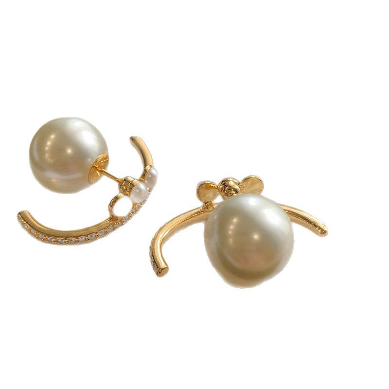 A2廠 韓國韓版鑲鑽弧形珍珠銀針耳環 批發 折扣@洽客服 26.03.W1「HE9936-1」