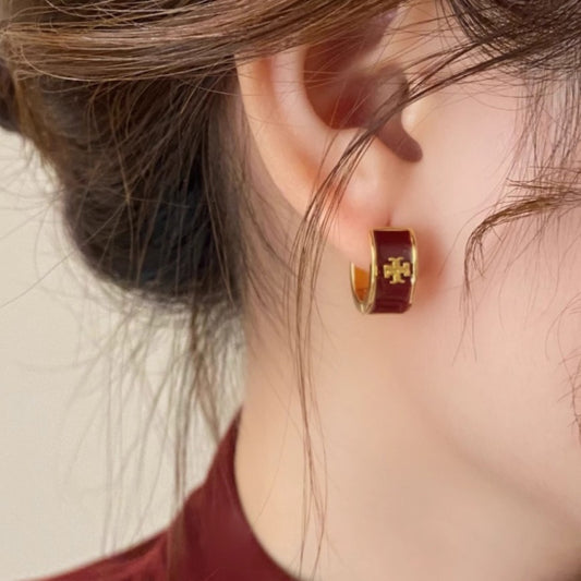 A2廠 日韓款滴油十字架圓形電鍍18k金銀針耳環 批發 折扣@洽客服 25.11.W4「WE4944」