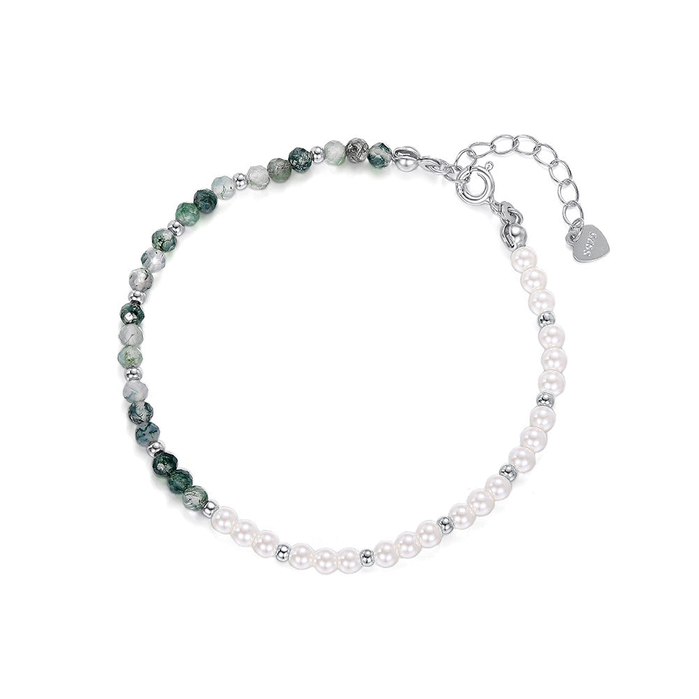 C廠 韓國韓版天然水草瑪瑙珍珠S925純銀手鍊 批發 折扣@洽客服 25.10.W5「L1113」