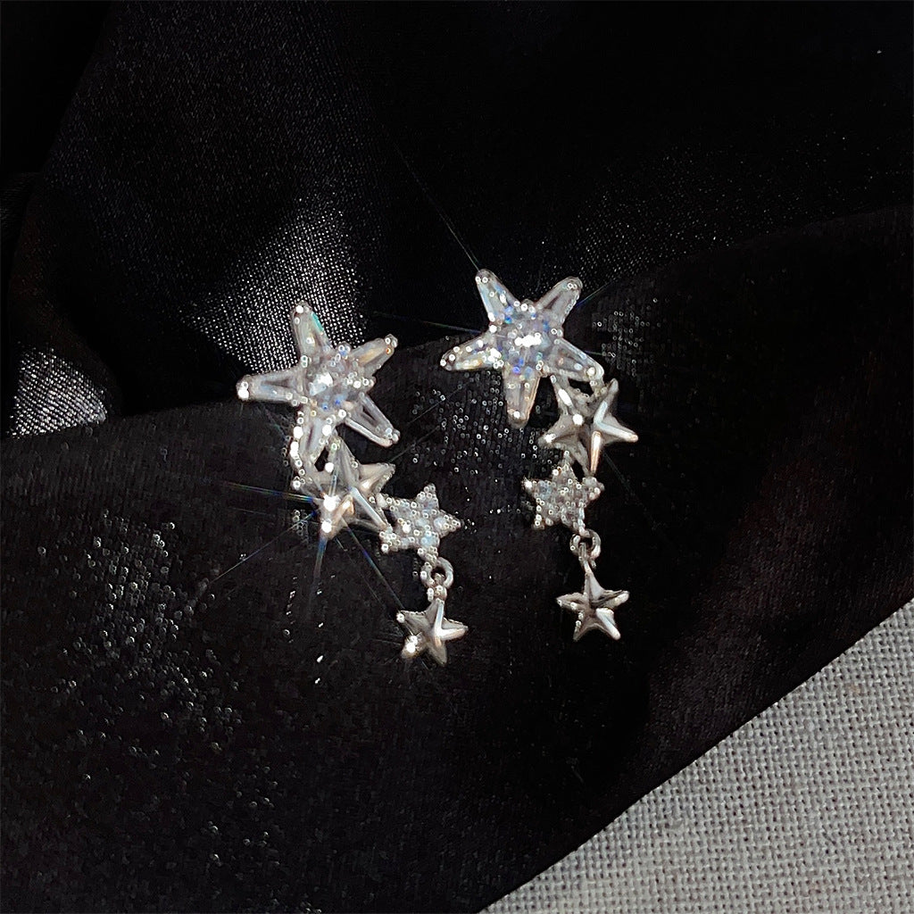 A廠 日韓款 微鑲鋯石星星銀針耳環 批發 折扣@洽客服 25.11.W1「2525」