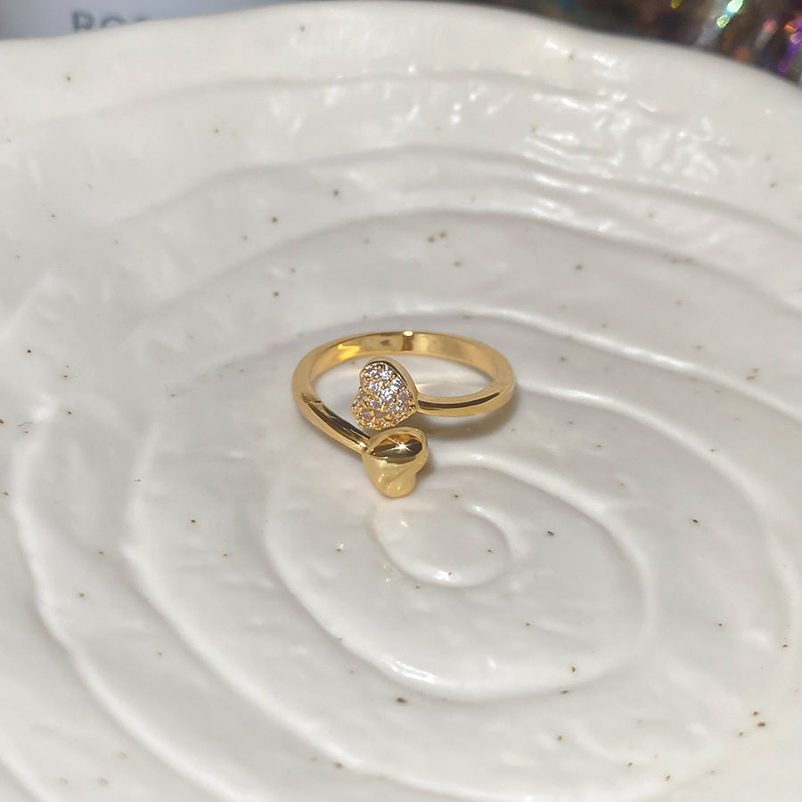 A2廠 韓國韓版鋯石愛心銅鍍18k真金開口戒指 批發 折扣@洽客服 26.02.W3「HR2933」