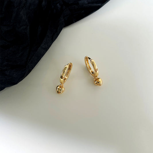 A廠 日韓款 極簡風桃心 銅鍍14k銀針耳環 批發 折扣@洽客服 25.11.W2「B-667」