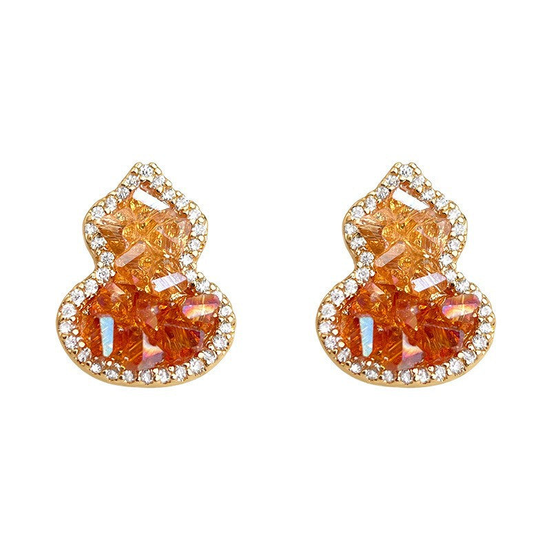 A廠 日韓款「福祿多多」輕奢風爆閃葫蘆耳環 批發 折扣@洽客服 26.01.W1「6949」