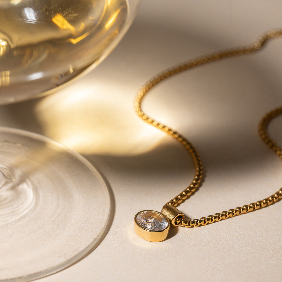 B廠 歐美款 個性白色蛋形鋯石鈦鋼鍍18K金項鍊 批發 折扣@洽客服 26.03.W1「JDN0312212」