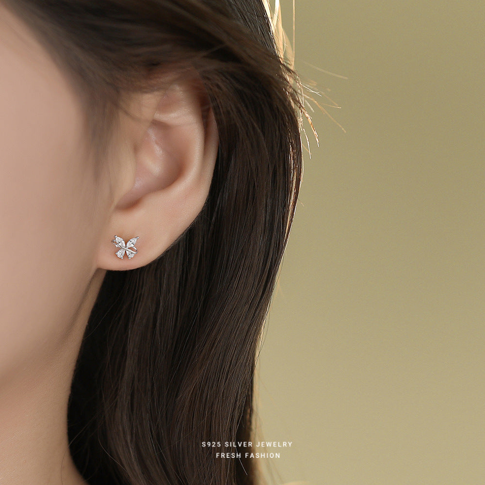 C廠 韓國韓版流星鋯石蝴蝶S925純銀耳環 批發 折扣@洽客服 25.12.W4「E5939」