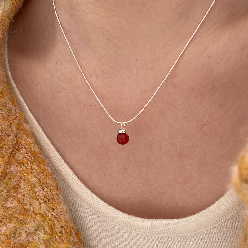 C2廠 韓國韓版紅瑪瑙S925純銀項鍊 批發 折扣@洽客服 25.11.W3「XDQ0033N」