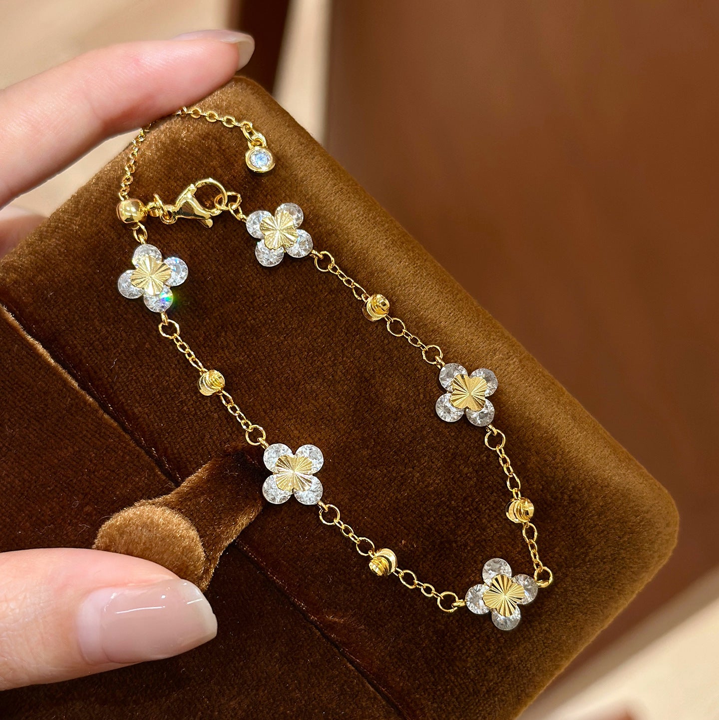 A2廠 韓國韓版鋯石圓形花朵可調式手鍊 批發 折扣@洽客服 25.12.W2「WB1830」