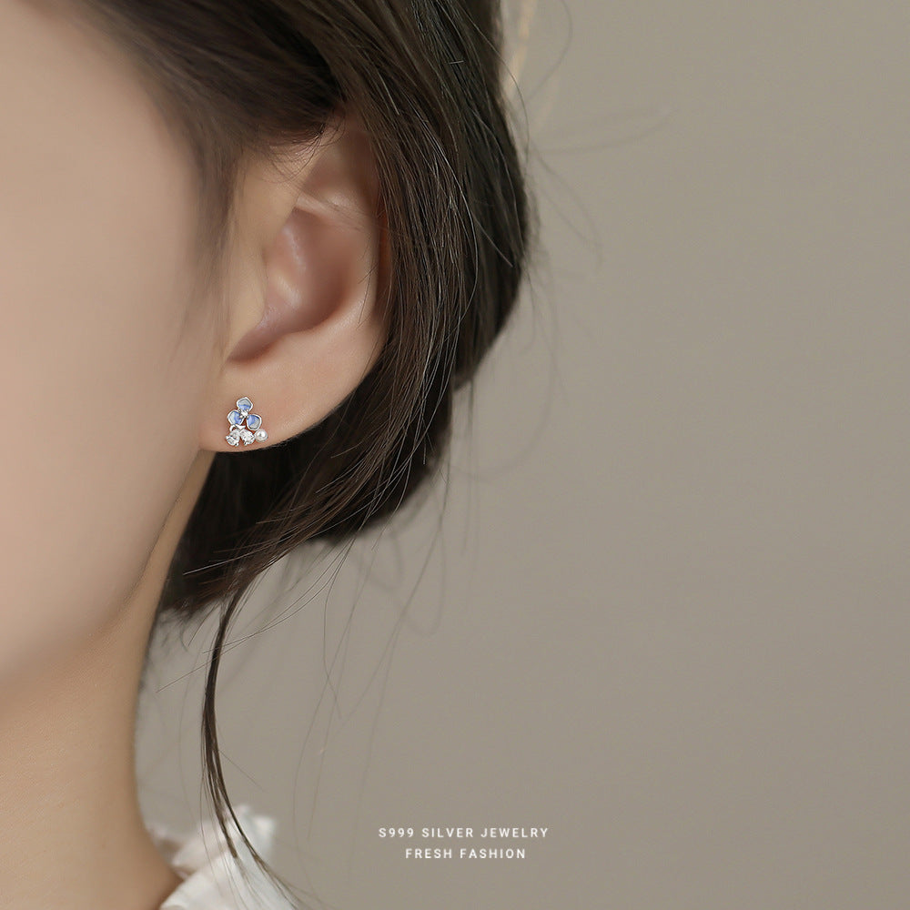 C廠 韓國韓版漸層藍鶯尾花S999純銀耳環 批發 折扣@洽客服 25.12. W2「E5878」