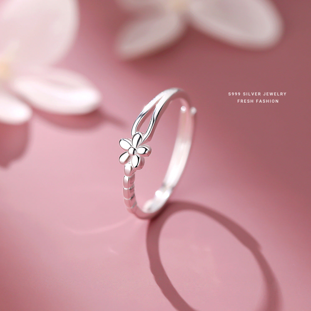 C廠 韓國韓版細圈開口小花S999純銀戒指 批發 折扣@洽客服 25.11.26「K2426」