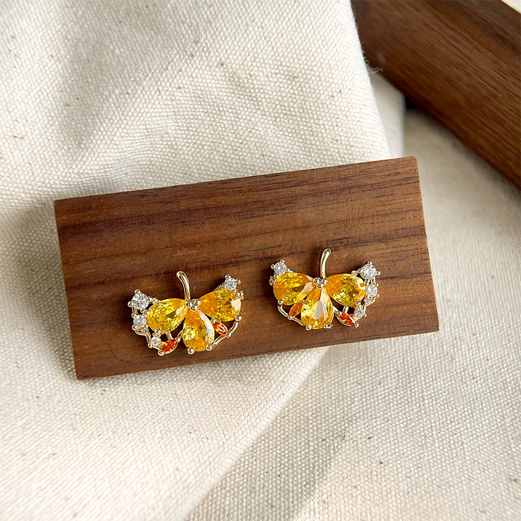 A廠 日韓款 微鑲鋯石銀杏葉銀針耳環 批發 折扣@洽客服 25.10.W5「4883」