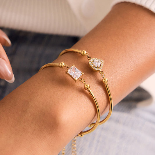 B廠 鈦鋼鍍18K金｜ 圓形愛心鋯石手鍊 批發 折扣@洽客服 26.01.W2「JDB0210008 JDB0210009」