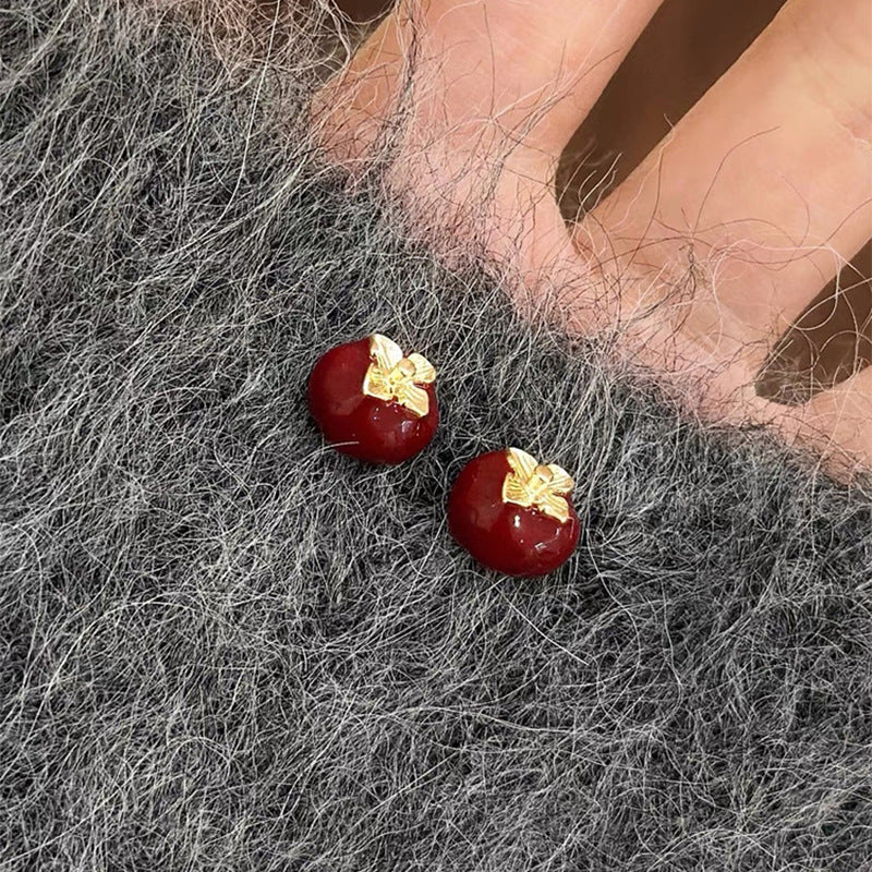 A2廠 韓國韓版聖誕節滴油蘋果銀針耳環 批發 折扣@洽客服 25.12.W1「HE29443」