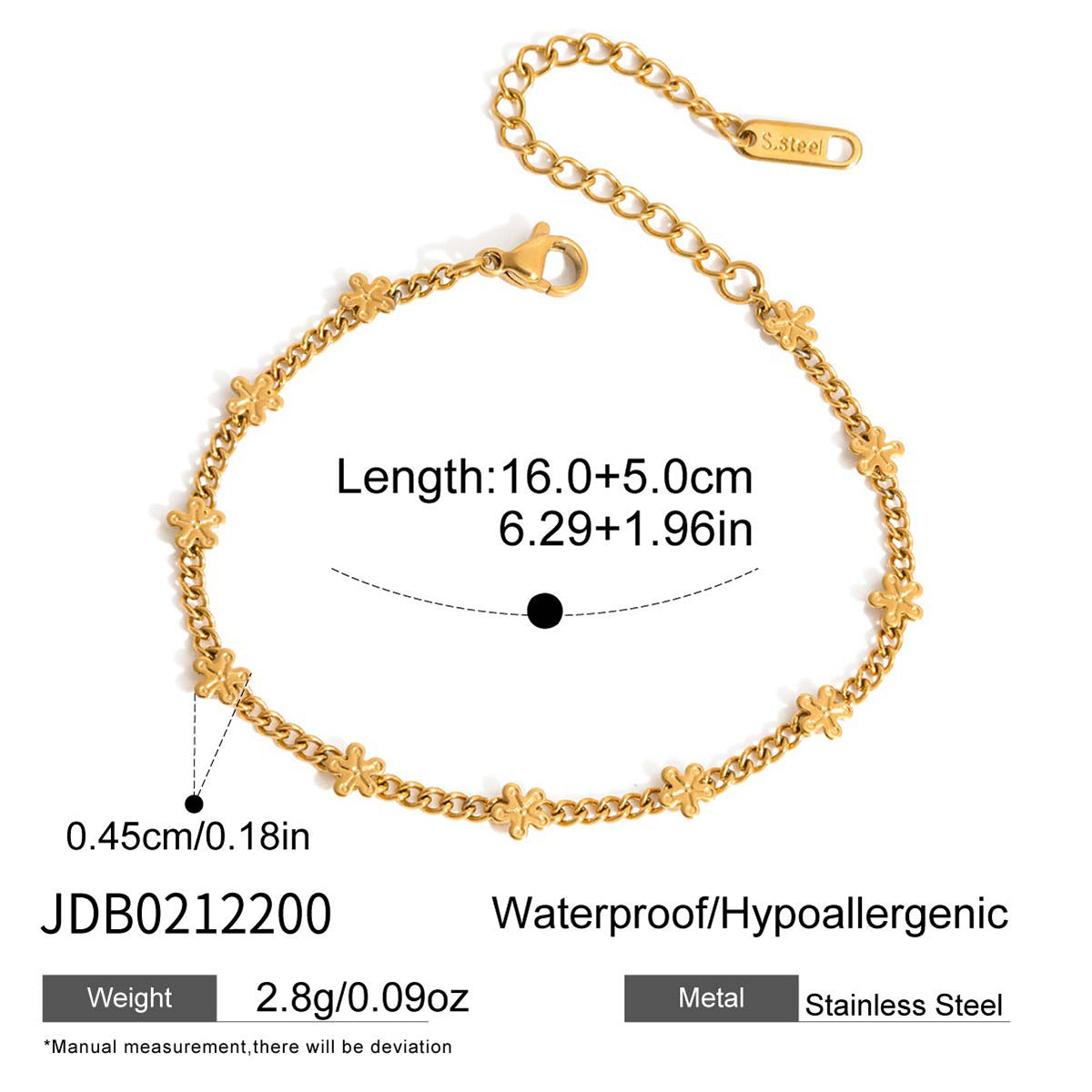 B廠 歐美款 花朵鈦鋼鍍18K金項鍊&手錬 批發 折扣@洽客服 26.02.W3「JDN0212203  JDB0212200」