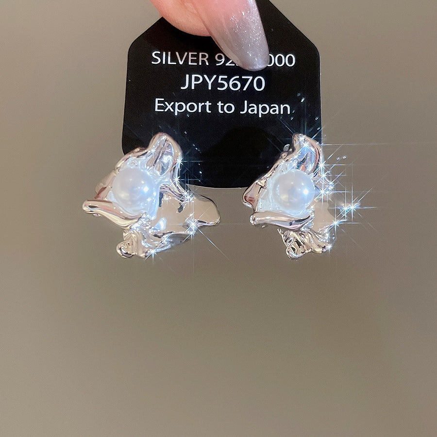 A2廠 韓國韓版珍珠方形褶皺花朵銀針耳環 批發 折扣@洽客服 25.11.W1「HE29036-HE29037」