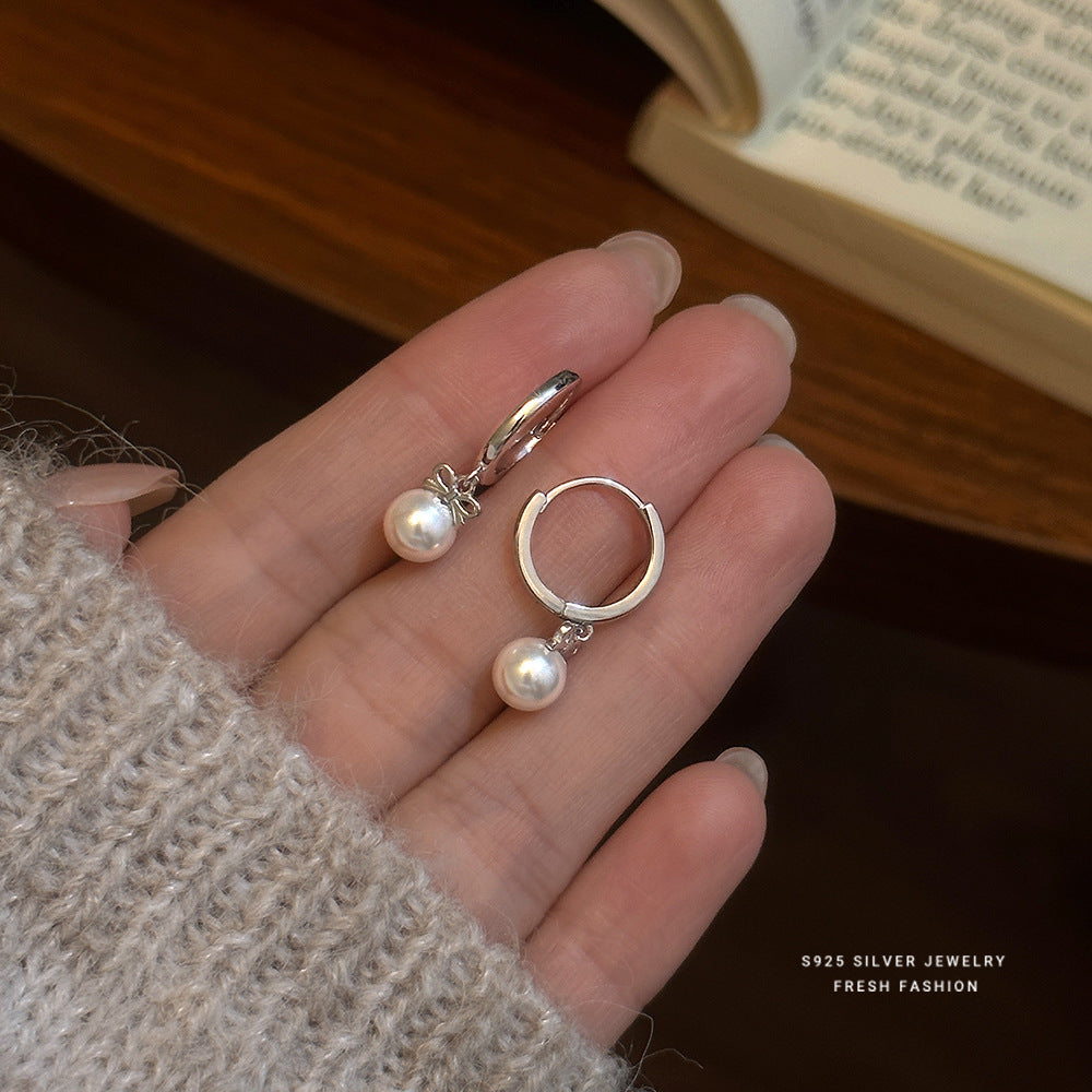 C廠 韓國韓版流蘇蝴蝶結珍珠S925純銀耳環 批發 折扣@洽客服 25.12.W4「E5964」