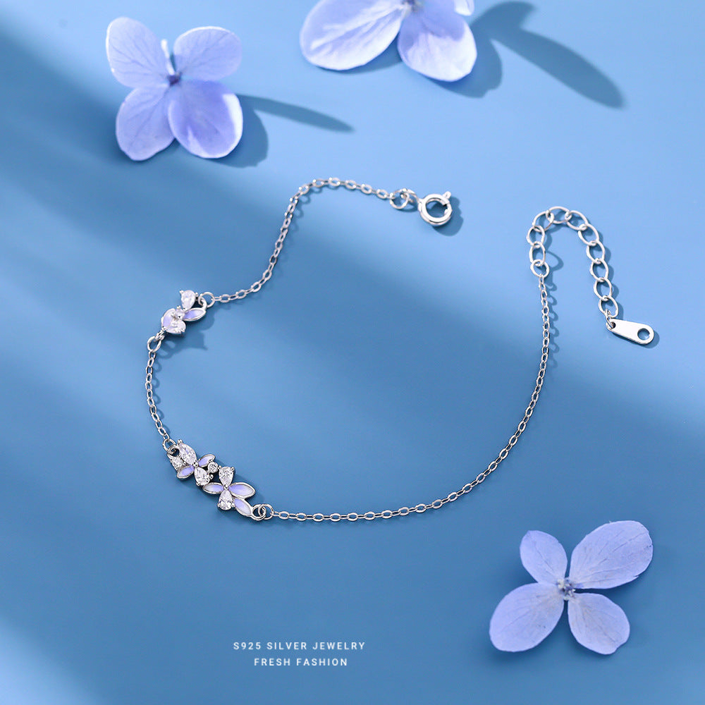 C廠 韓國韓版紫色滴膠繁花S925純銀手鍊 批發 折扣@洽客服 25.12.W2「L1236」