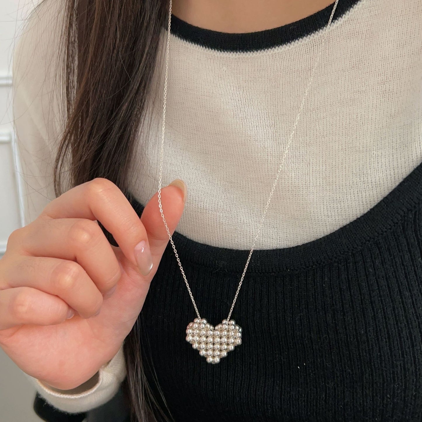 C3廠 韓版重工編製愛心S925純銀項鍊 批發 折扣@洽客服 25/11.W4「HXL365」